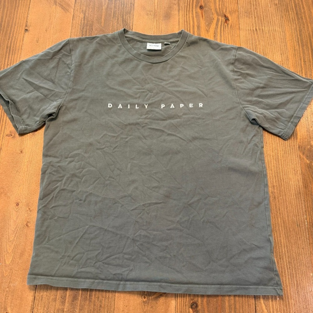 Daily Paper Alias T-Shirt Men's Large Olive Green Logo Tee Boxy